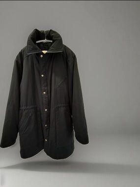 Vtg London Fog Parka Jacket Mens 46 Reg Navy Mid Length Utility Coat USA Made